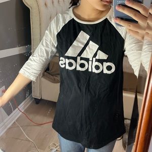Mid length sleeve adidas shirt black and white